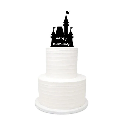 Topper ozdoby na tort zamek napis Happy Birthday dekoracje urodzinowe